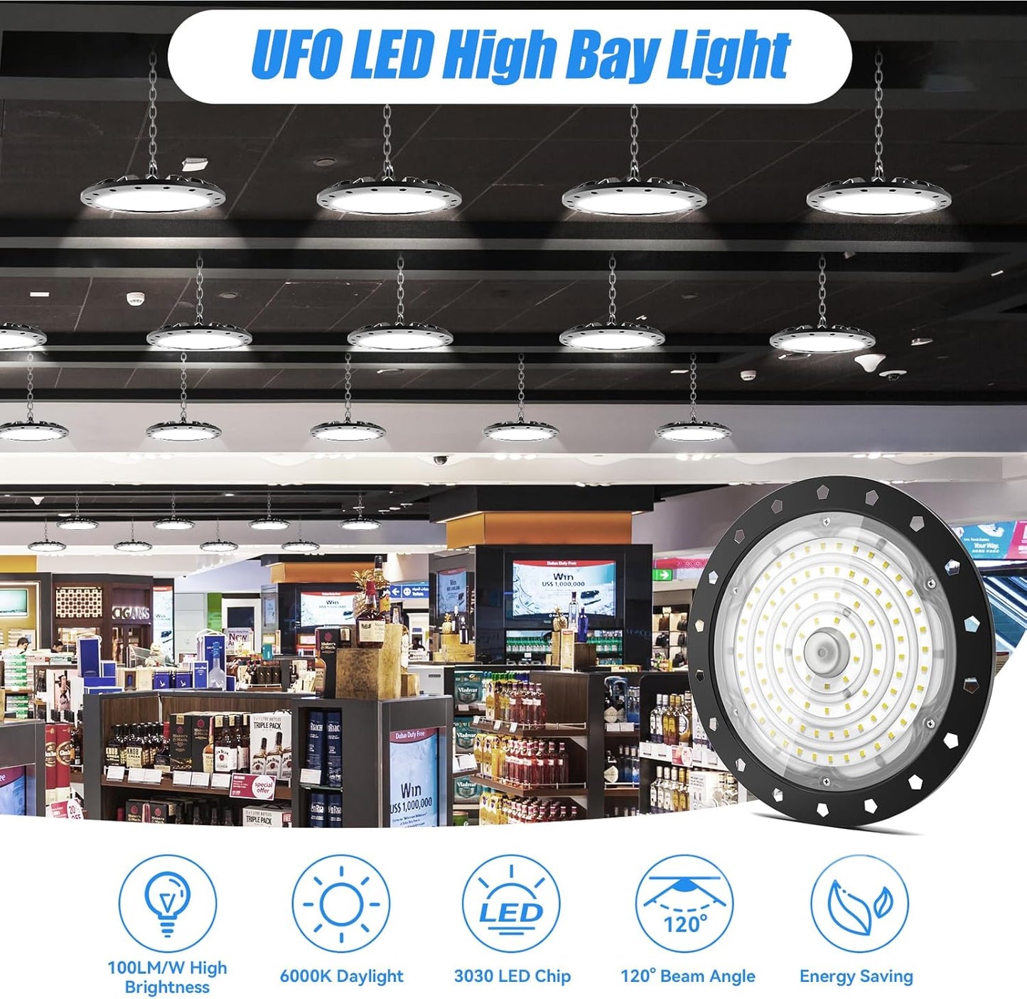 4-Pack 200W UFO LED High Bay Lights – 20,000LM, 6000K Daylight, Aluminum Build