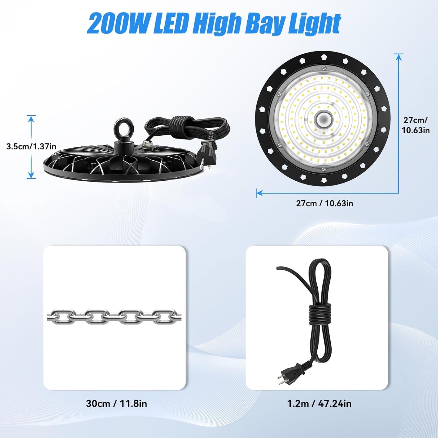 4-Pack 200W UFO LED High Bay Lights – 20,000LM, 6000K Daylight, Aluminum Build