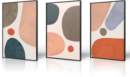 EbonCanvas 3-Piece Framed Abstract Wall Art – 16x24" Each (Style B)