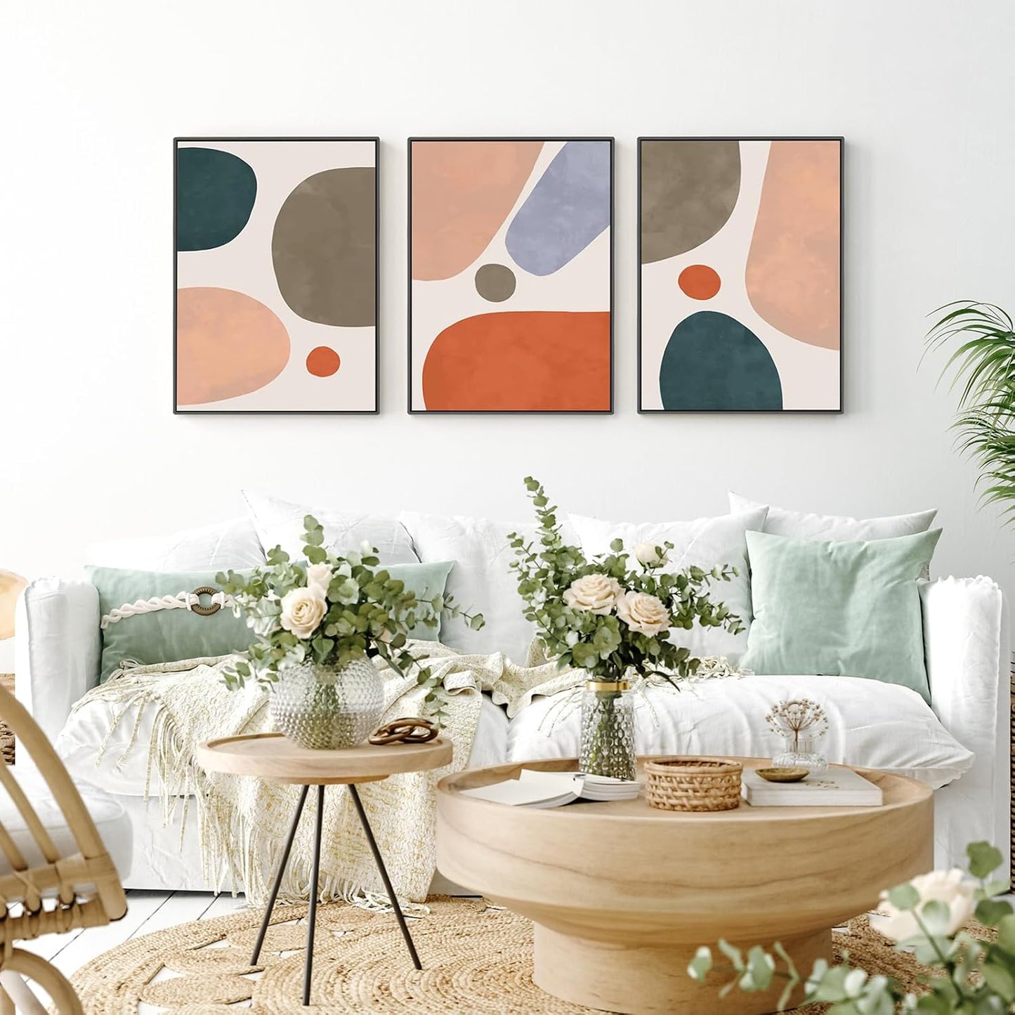EbonCanvas 3-Piece Framed Abstract Wall Art – 16x24" Each (Style B)