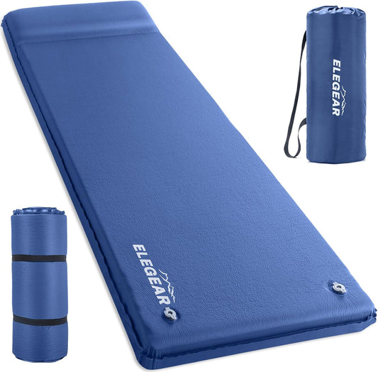 Elegear Self-Inflating Memory Foam Camping Mattress – 3.1" Thick, Blue