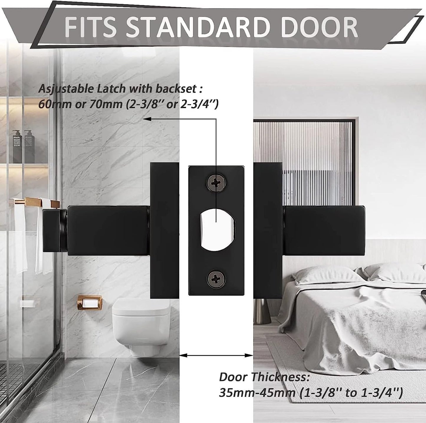 8-Pack Black Door Handles Passage Door