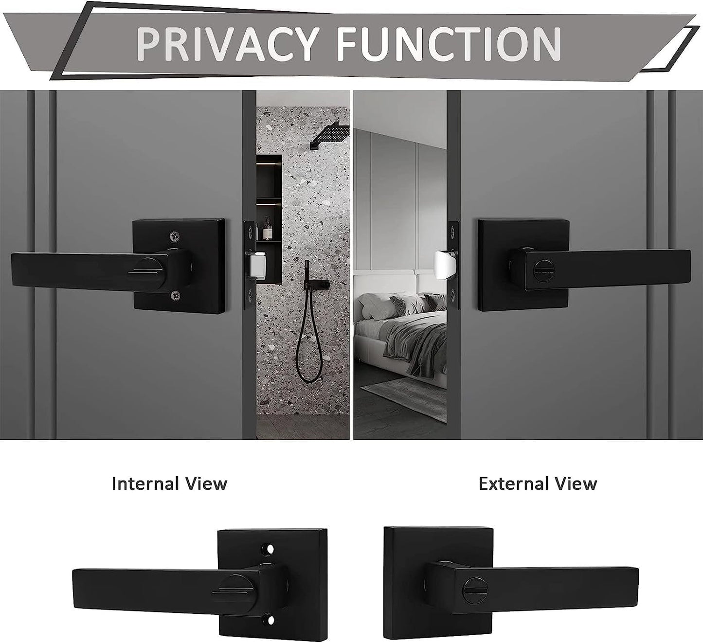 8-Pack Black Door Handles Passage Door