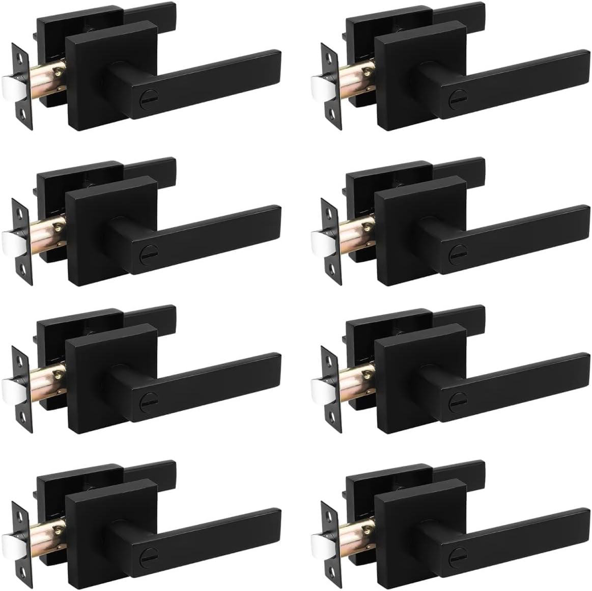 8-Pack Black Door Handles Passage Door