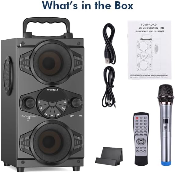 Bluetooth Speaker – Portable Wireless Speaker with Subwoofer, Lights, and Microphone
