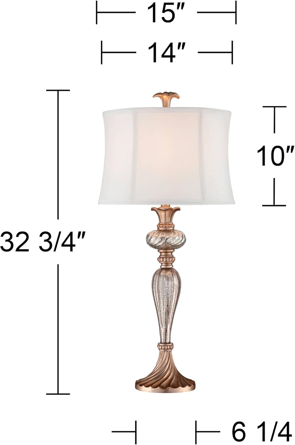 Alyson Traditional Glam Buffet Table Lamp – 32.75" Tall, Silver Champagne
