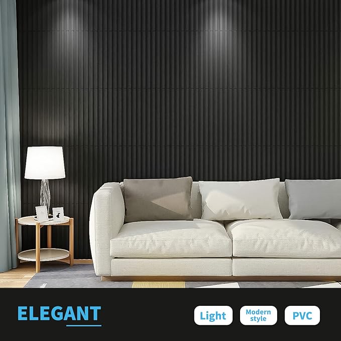 Art3d Slat Wall Panel – 3D Fluted Textured Panel (12-Pack, Black)