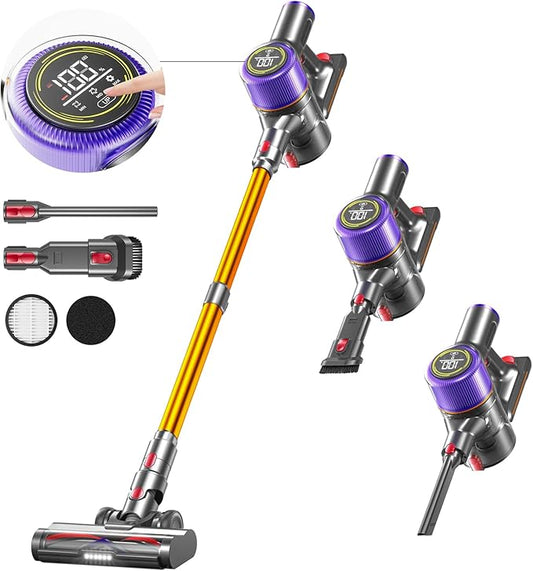 Cordless Vacuum Cleaner – 550W, 45KPa Suction, 60min Runtime, Touch Display