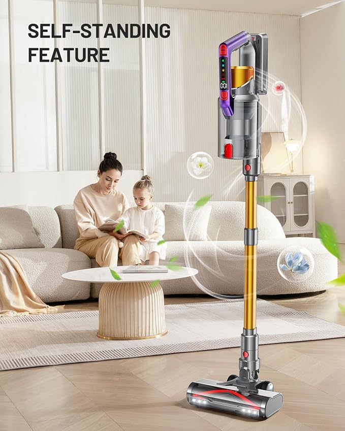 Cordless Vacuum Cleaner – 550W, 45KPa, Up to 70min Runtime, Smart Display, Self-Standing