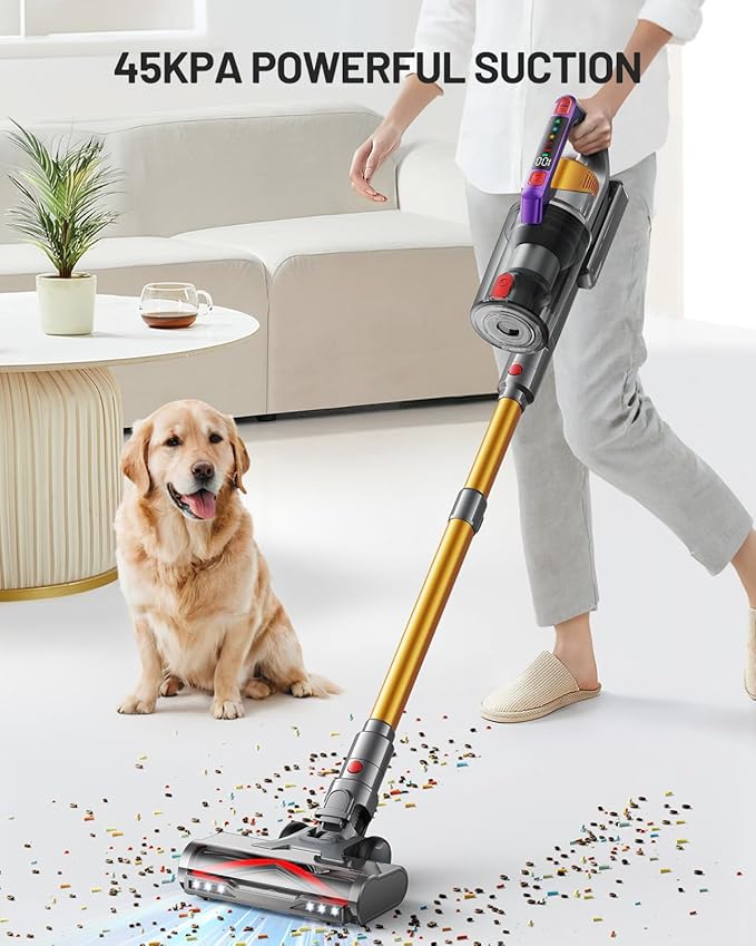 Cordless Vacuum Cleaner – 550W, 45KPa, Up to 70min Runtime, Smart Display, Self-Standing
