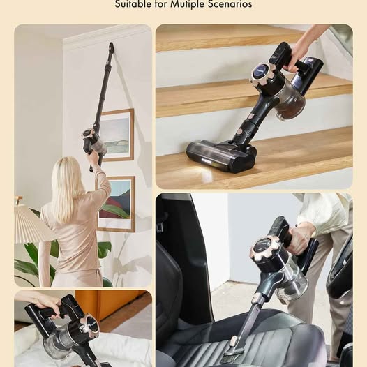 Cordless Vacuum Cleaner, Max 45mins Vacuums with LED Display, Powerful 8 in 1 Lightweight Vacuum Cleaners with 2 HEPA, Stick Vacuums Cordless for Pet Hair, Hardwood, Carpets, Tile,Black