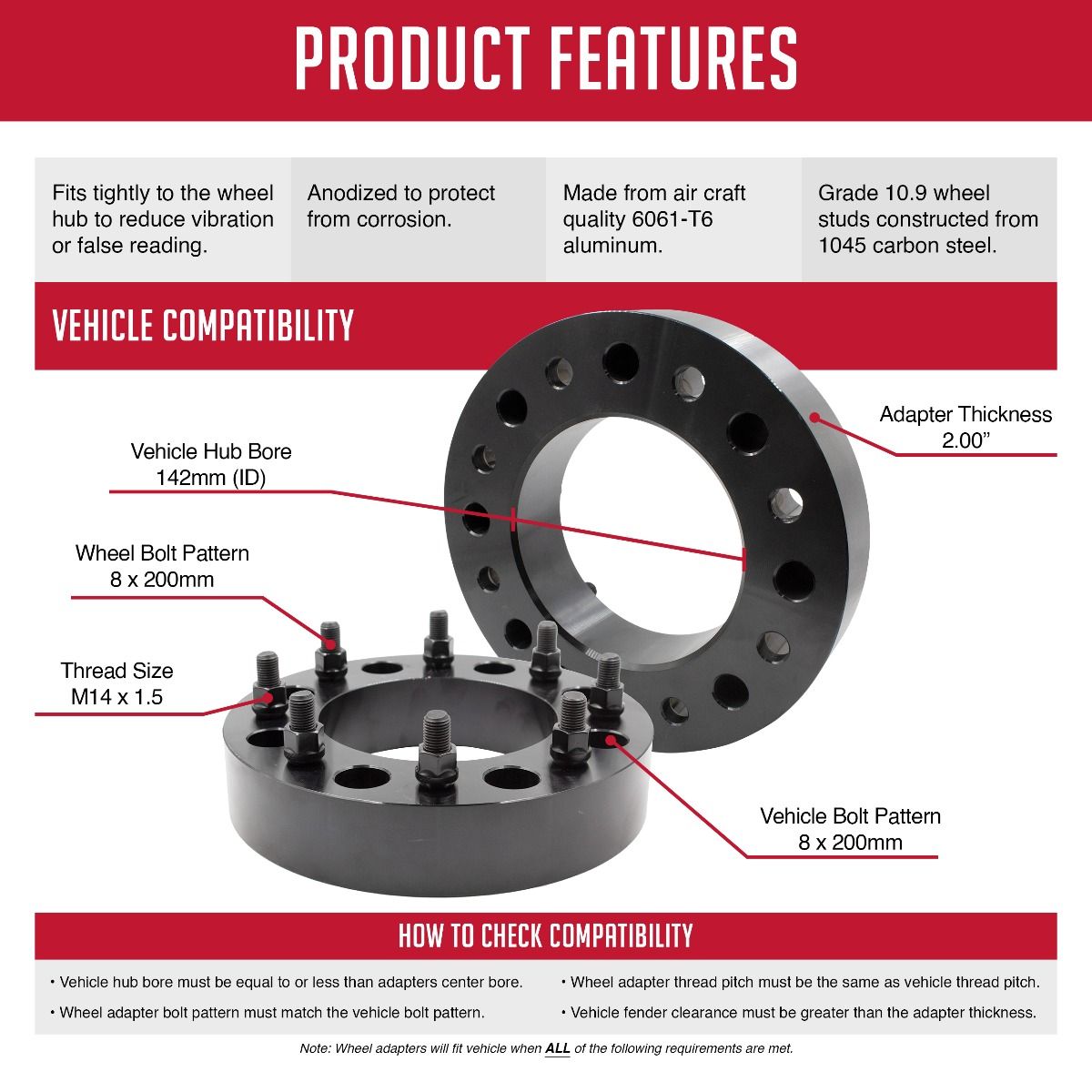 Coyote 2" Wheel Spacers – 8x200mm Bolt Pattern