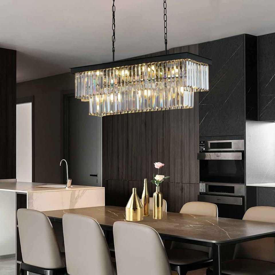 Weesalife Crystal Chandelier for Dining Room Light Fixture