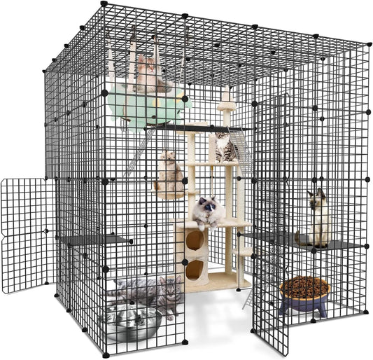 DIY Large Cat Cage – 55" x 55" x 55" Indoor Modular Playpen