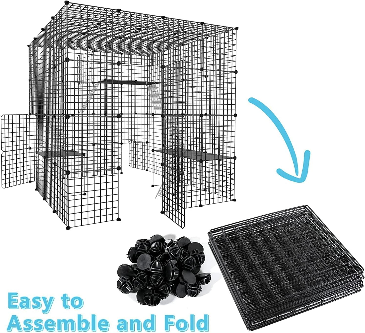 DIY Large Cat Cage – 55" x 55" x 55" Indoor Modular Playpen