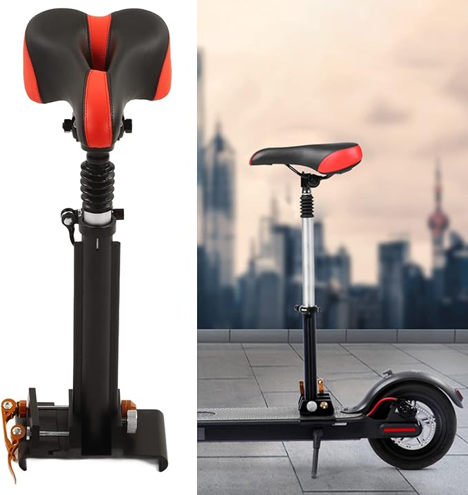 Foldable Adjustable Electric Scooter Seat Saddle – Universal Mount, Foam Padded