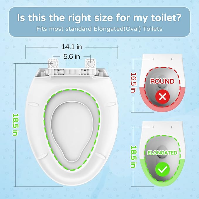 YASFEL Elongated Toilet Seat with Built-in Toddler Potty Seat