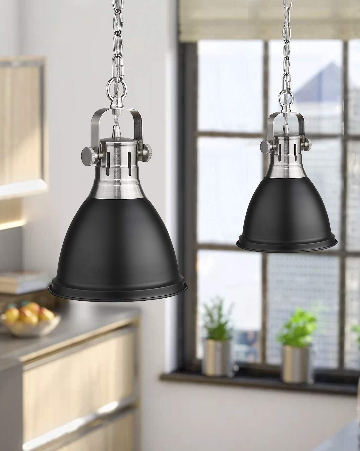 Emliviar 1-Light Pendant Light – Black Brushed Nickel
