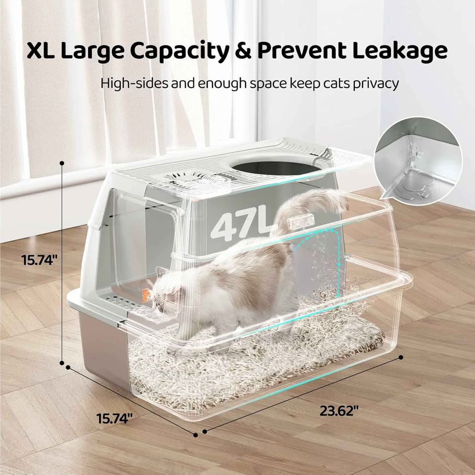 Eosarcu Stainless Steel Cat Litter Box with Lid