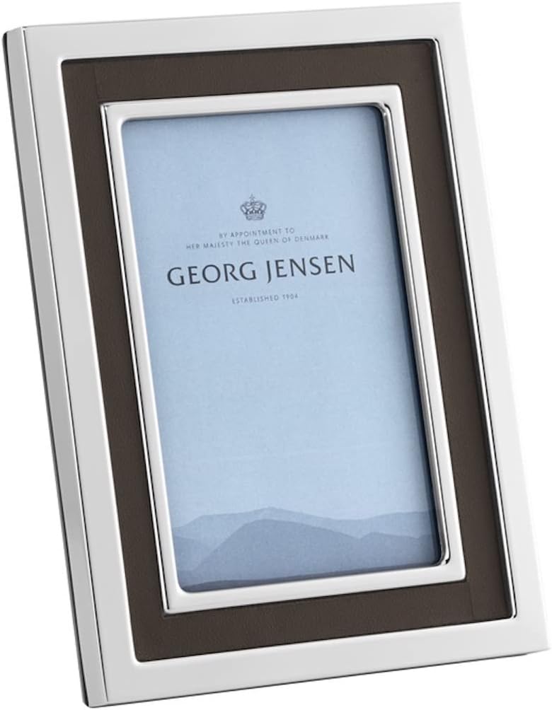 Georg Jensen Manhattan Picture Frame – 5x7" Stainless Steel with Leather Accents