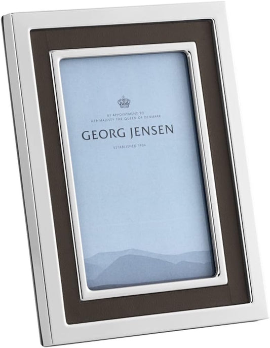Georg Jensen Manhattan Picture Frame – 5x7" Stainless Steel with Leather Accents