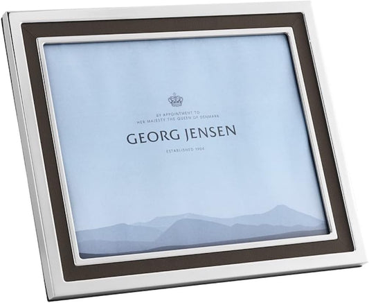 Georg Jensen Manhattan Picture Frame – 10x8” Stainless Steel with Leather Trim