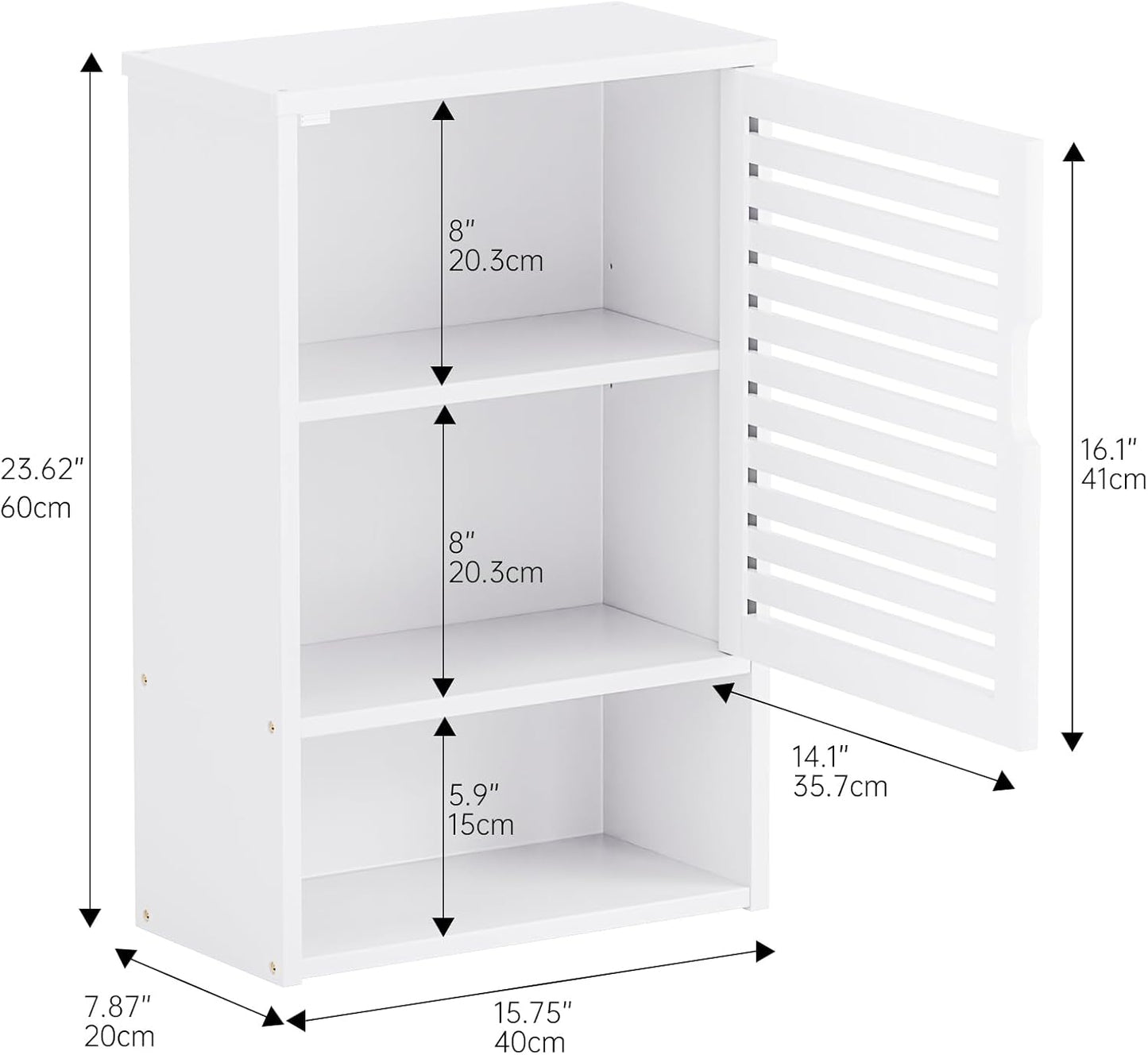 HITNET Bathroom Wall Cabinet with Door – White Bamboo Over-the-Toilet Storage Organizer