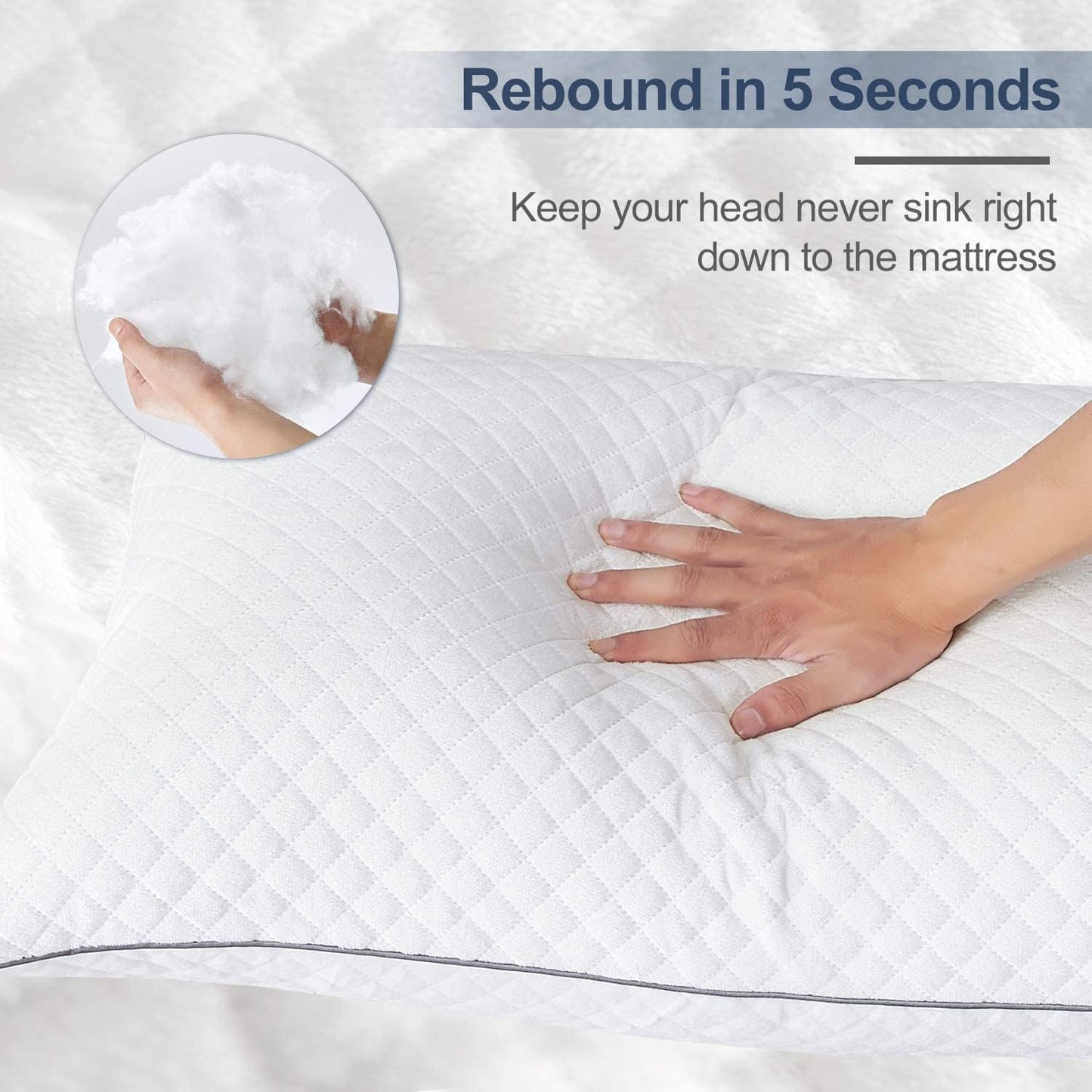 Hotel Pillows 2 Pack – Down Alternative Velvet Pillows for All Sleep Positions