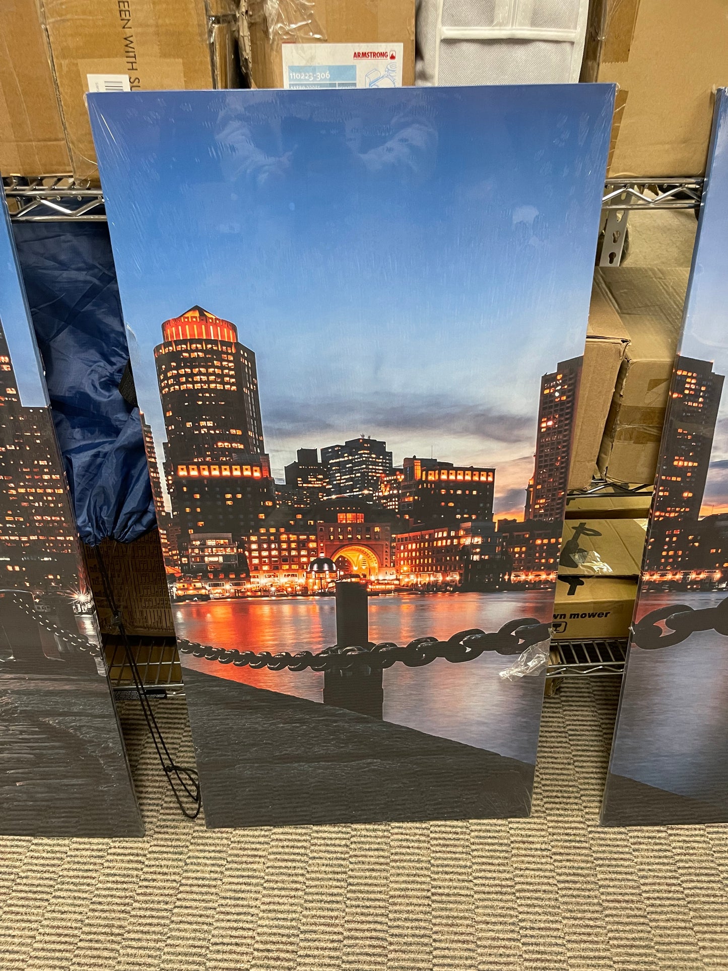 Boston Skyline at Dusk – 3-Piece Canvas Wall Art