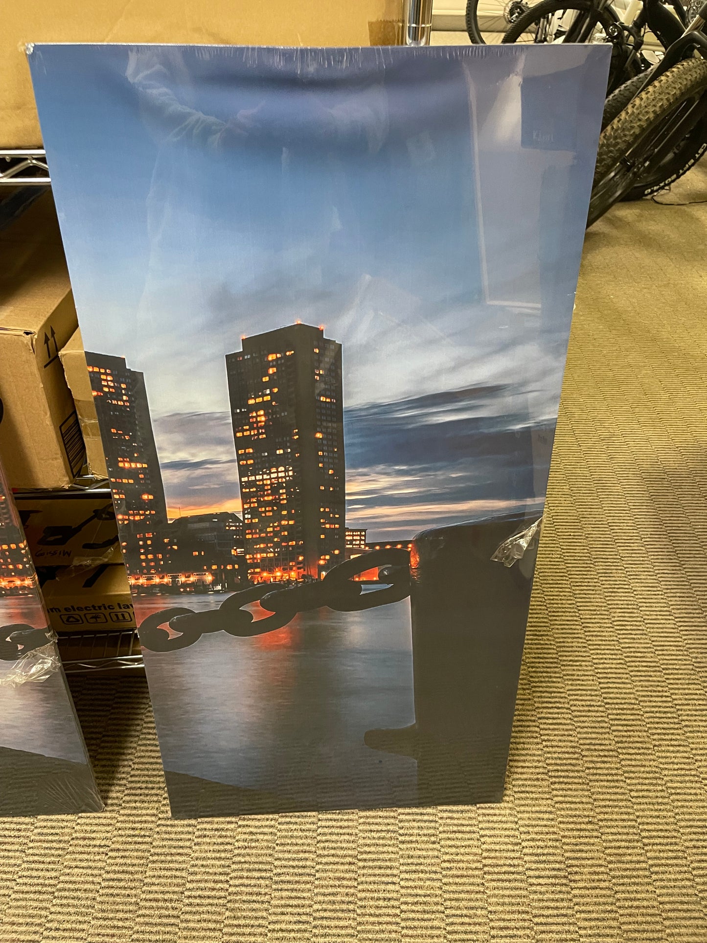 Boston Skyline at Dusk – 3-Piece Canvas Wall Art