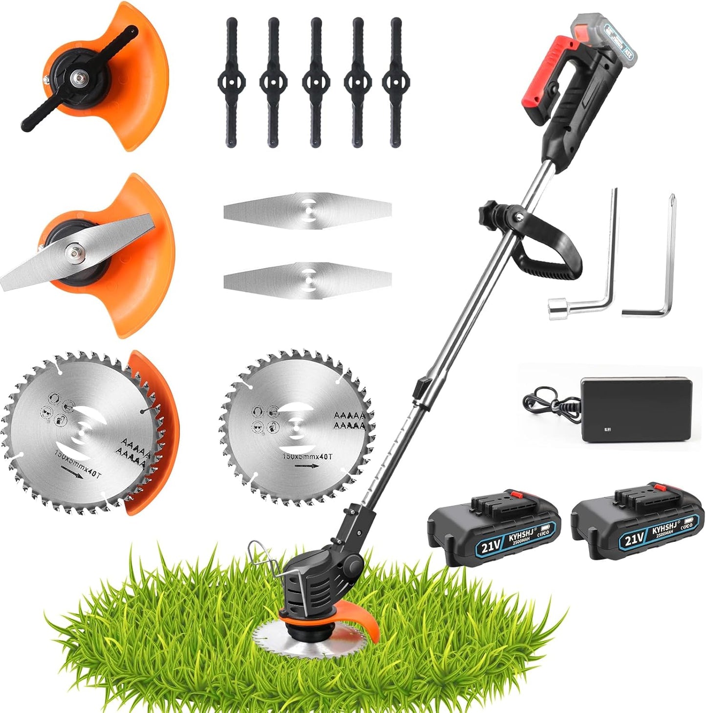 KYHSHJ Electric Weed Eater – 21V Cordless Trimmer (Includes 2 Batteries)