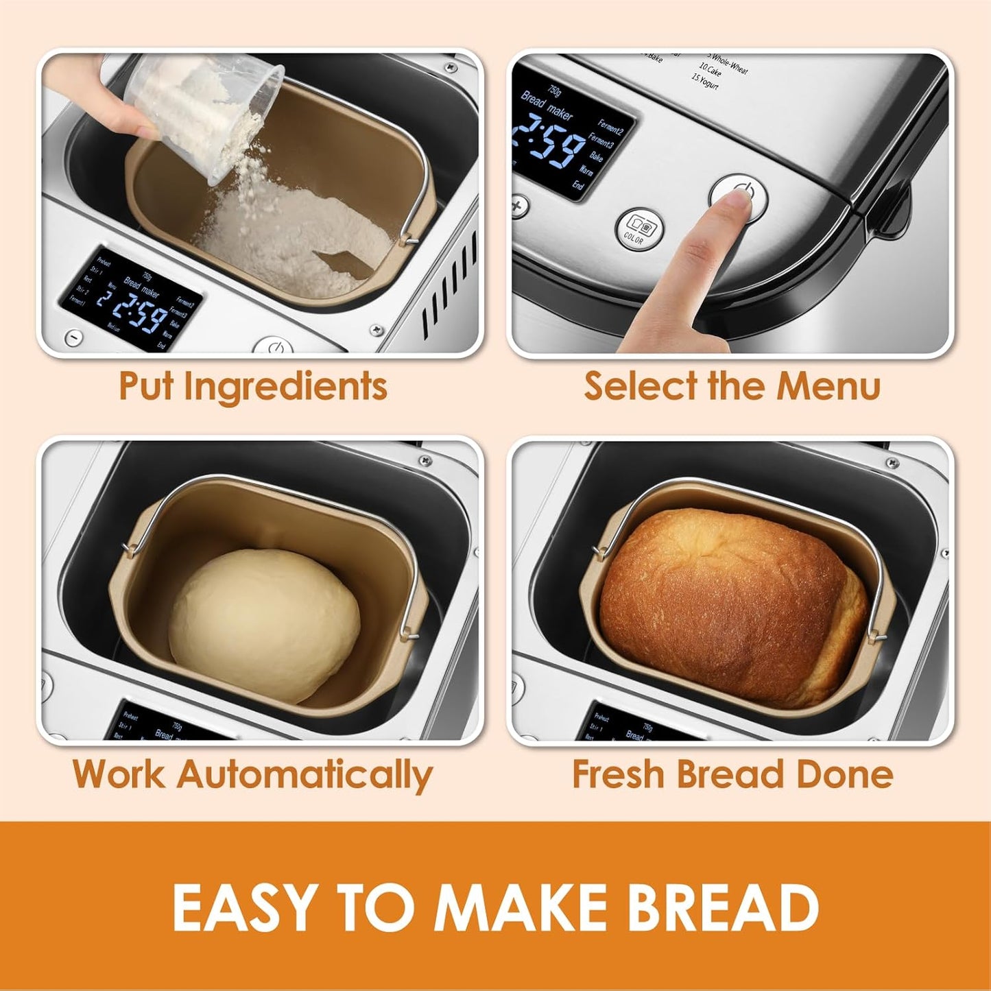 Kitchen in the Box Bread Maker – Gluten-Free Option, Delay Timer & Touch Panel