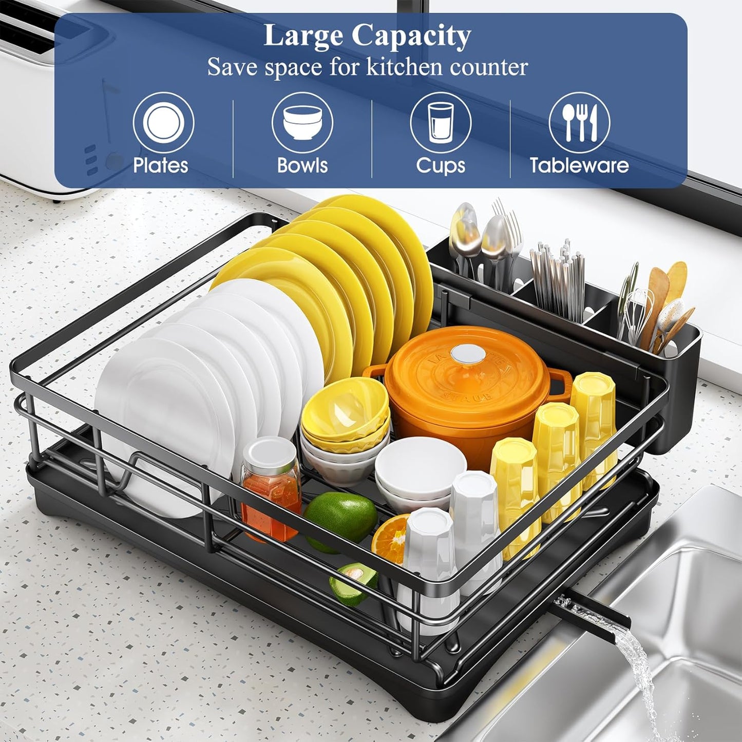 Large Dish Rack with Drainboard