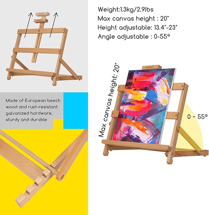 MEEDEN Acrylic Painting Set with Beechwood Tabletop Easel