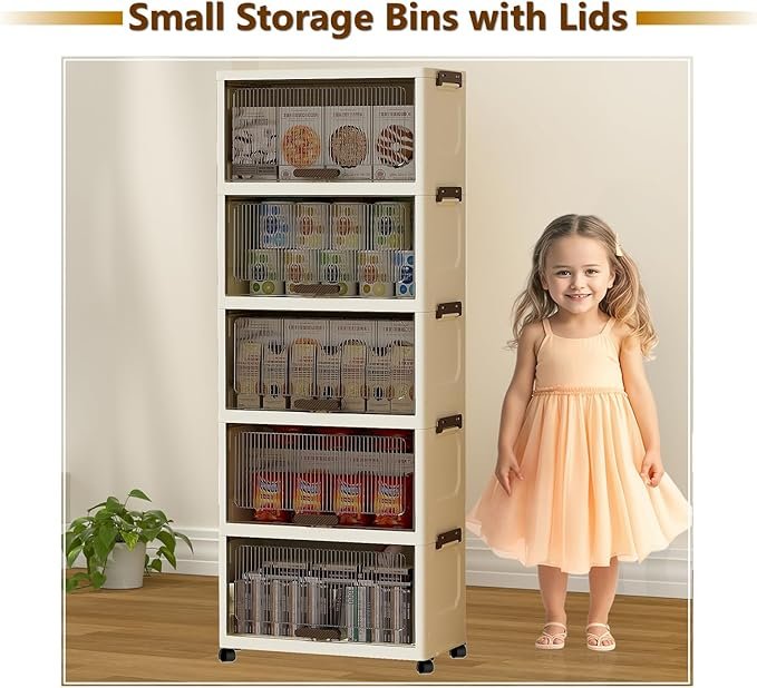 MQmaiqing 5-Tier Clear Plastic Storage Bins with Lids
