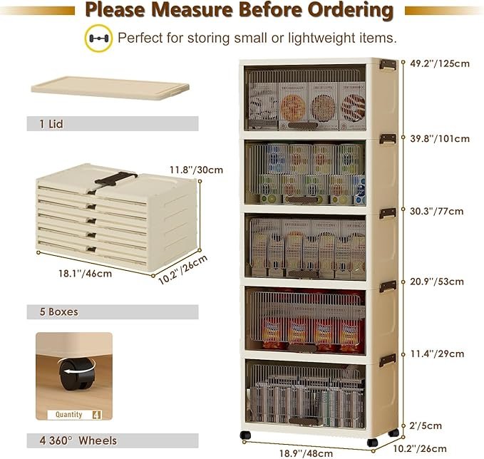 MQmaiqing 5-Tier Clear Plastic Storage Bins with Lids