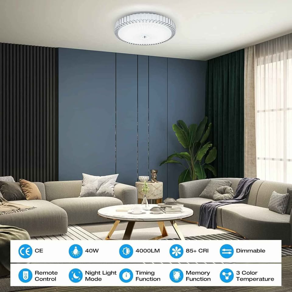 OOWOLF LED Ceiling Light with Dimmable Light