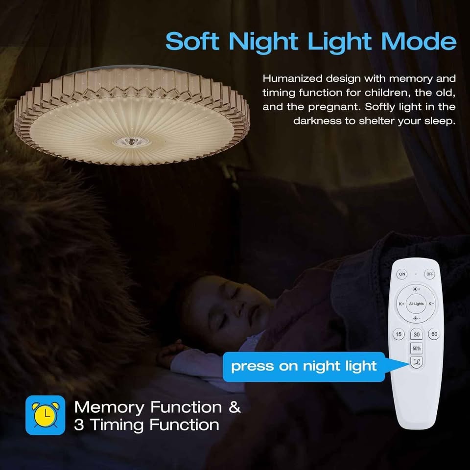 OOWOLF LED Ceiling Light with Dimmable Light
