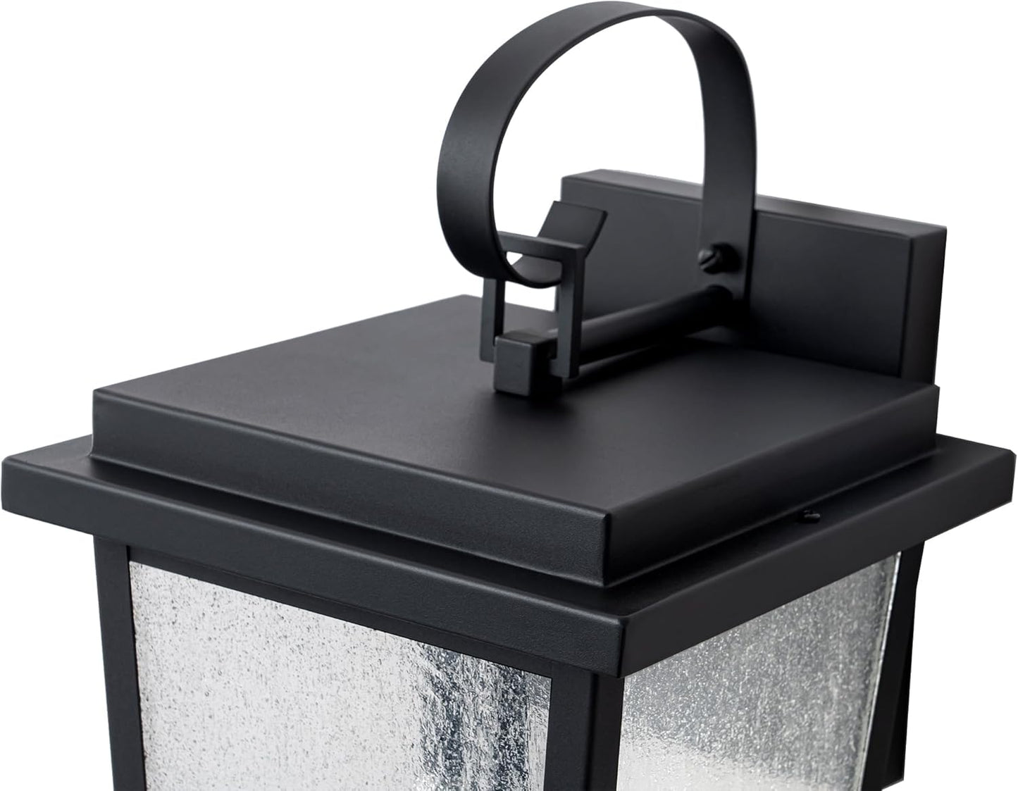 OUPAVOCS Large Outdoor Wall Sconce – Matte Black with Seeded Glass