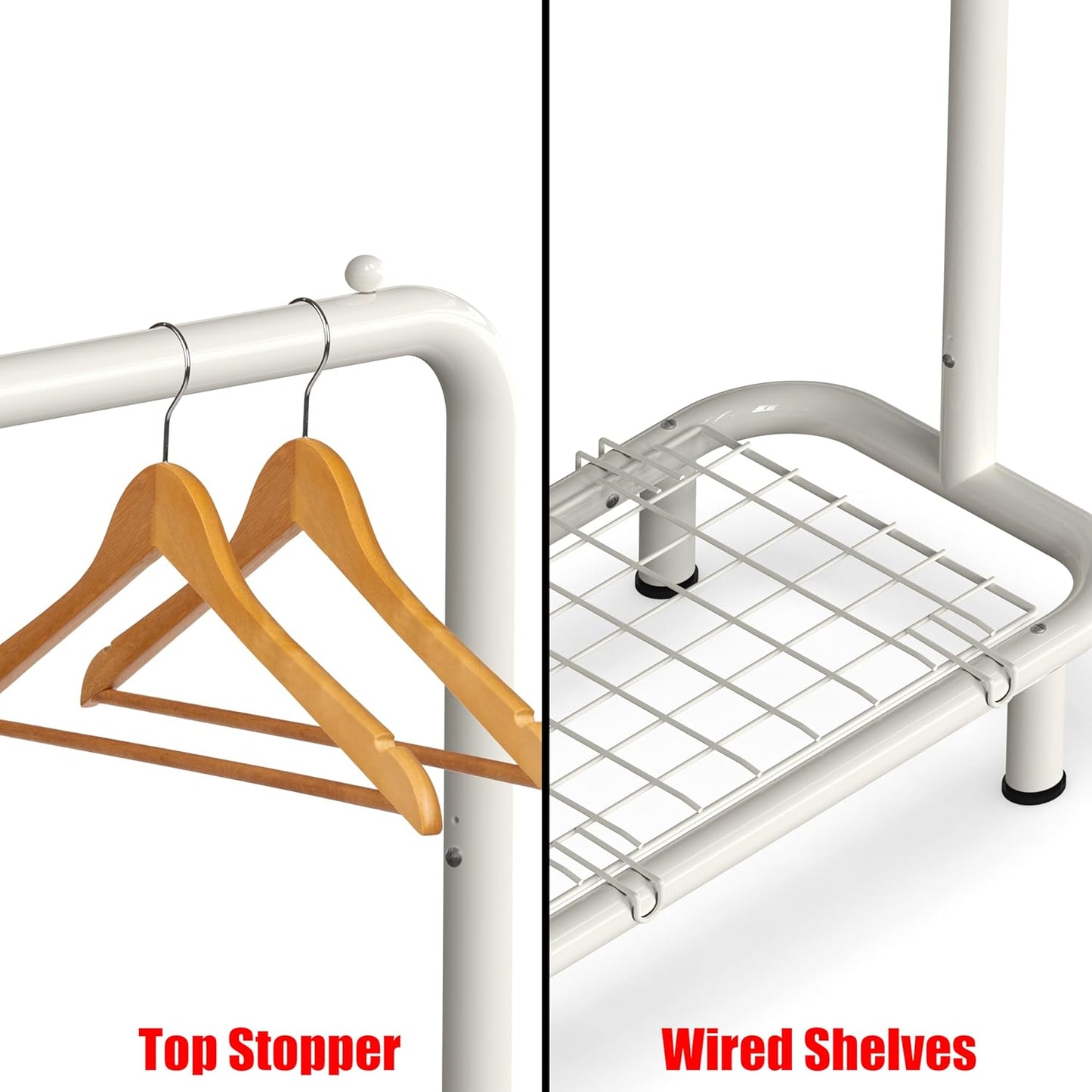 SimpleHouseware Industrial Pipe Clothing Garment Rack with Bottom Shelves