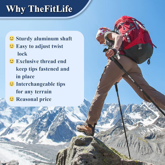TheFitLife Nordic Walking Trekking Poles-2 Pack