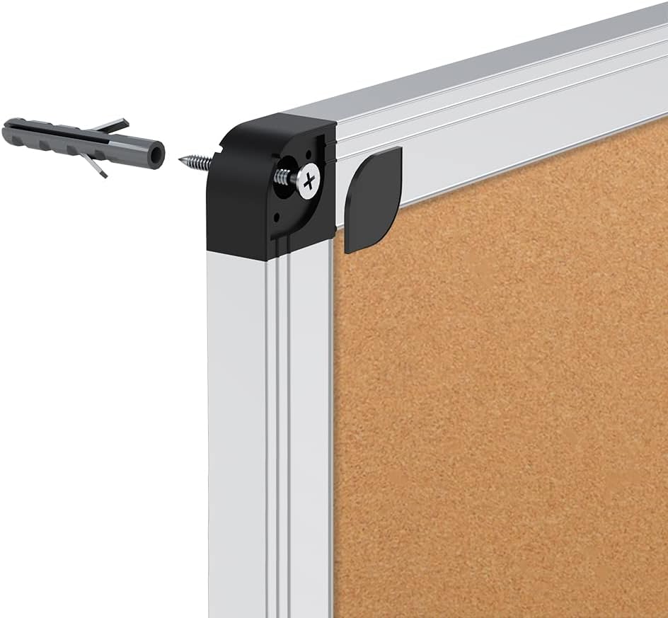 VIZ-PRO Cork Bulletin Board – 36"x24" with Silver Aluminum Frame