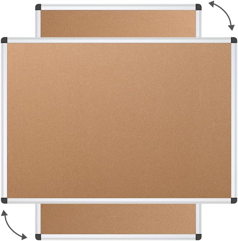 VIZ-PRO Cork Bulletin Board – 36"x24" with Silver Aluminum Frame