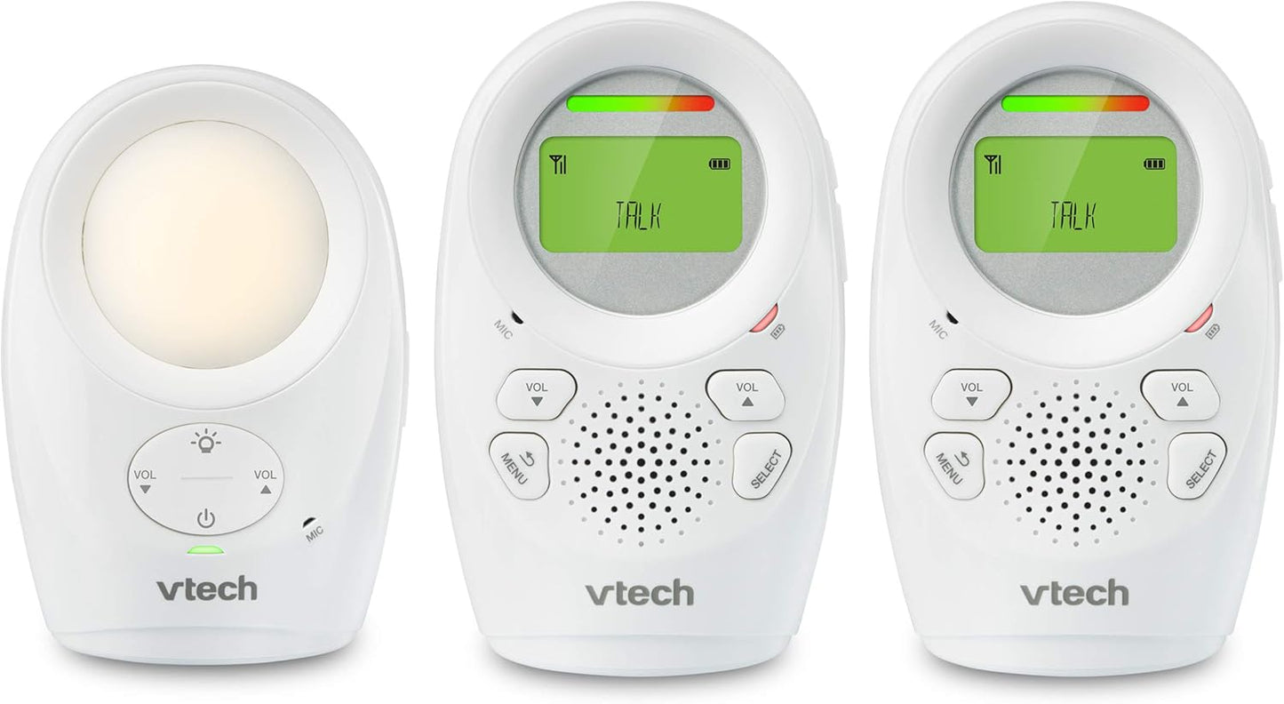 VTech DM1211-2 Digital Audio Baby Monitor – 2 Parent Units, Night Light, Silver & White