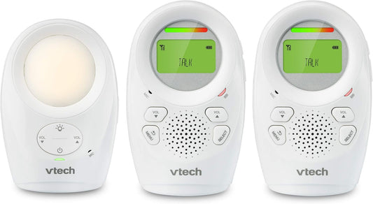 VTech DM1211-2 Digital Audio Baby Monitor – 2 Parent Units, Night Light, Silver & White