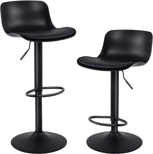 YOUNIKE Set of 2 Industrial Modern Adjustable Swivel Bar Stools – Black