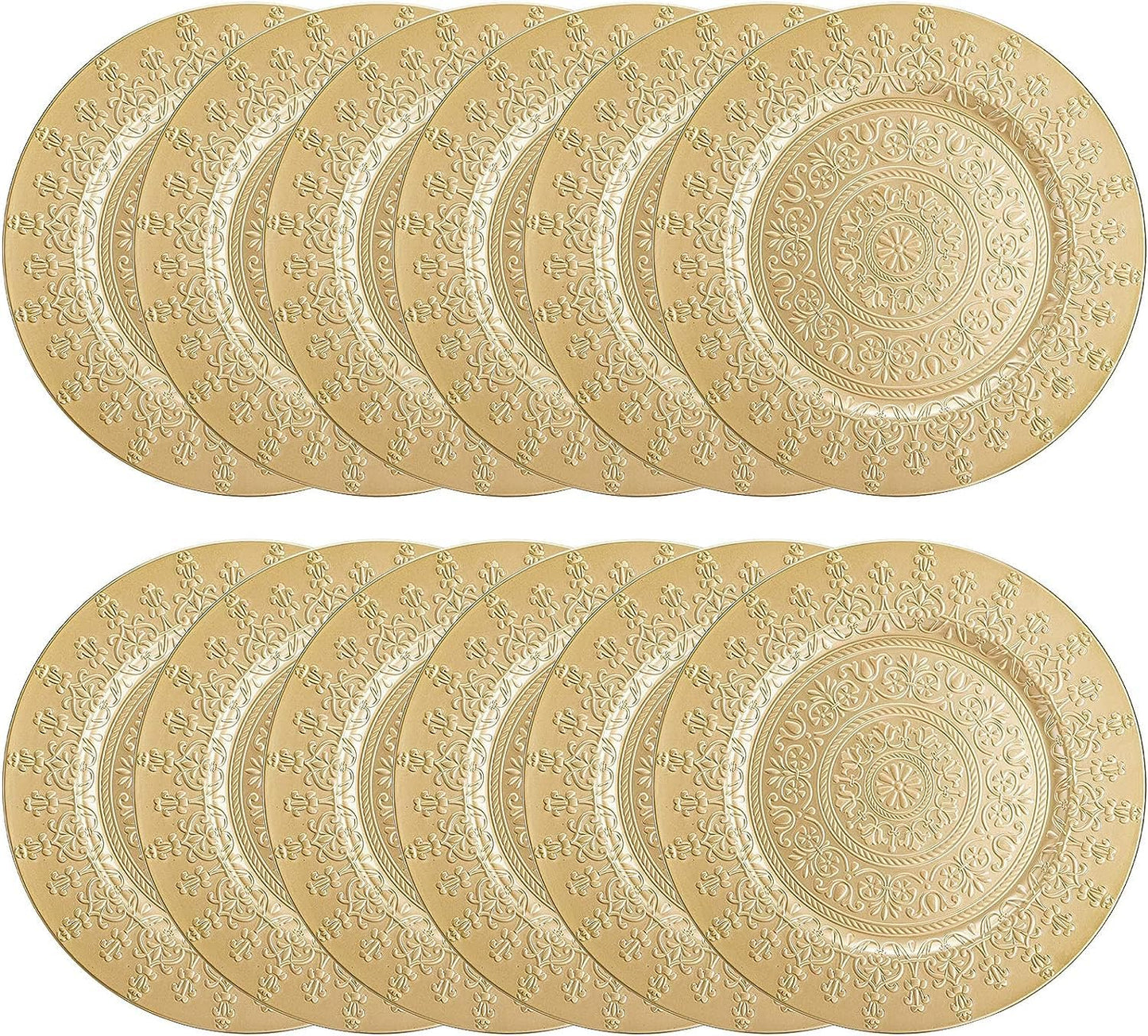 Youeon 12 Pack Gold Charger Plates