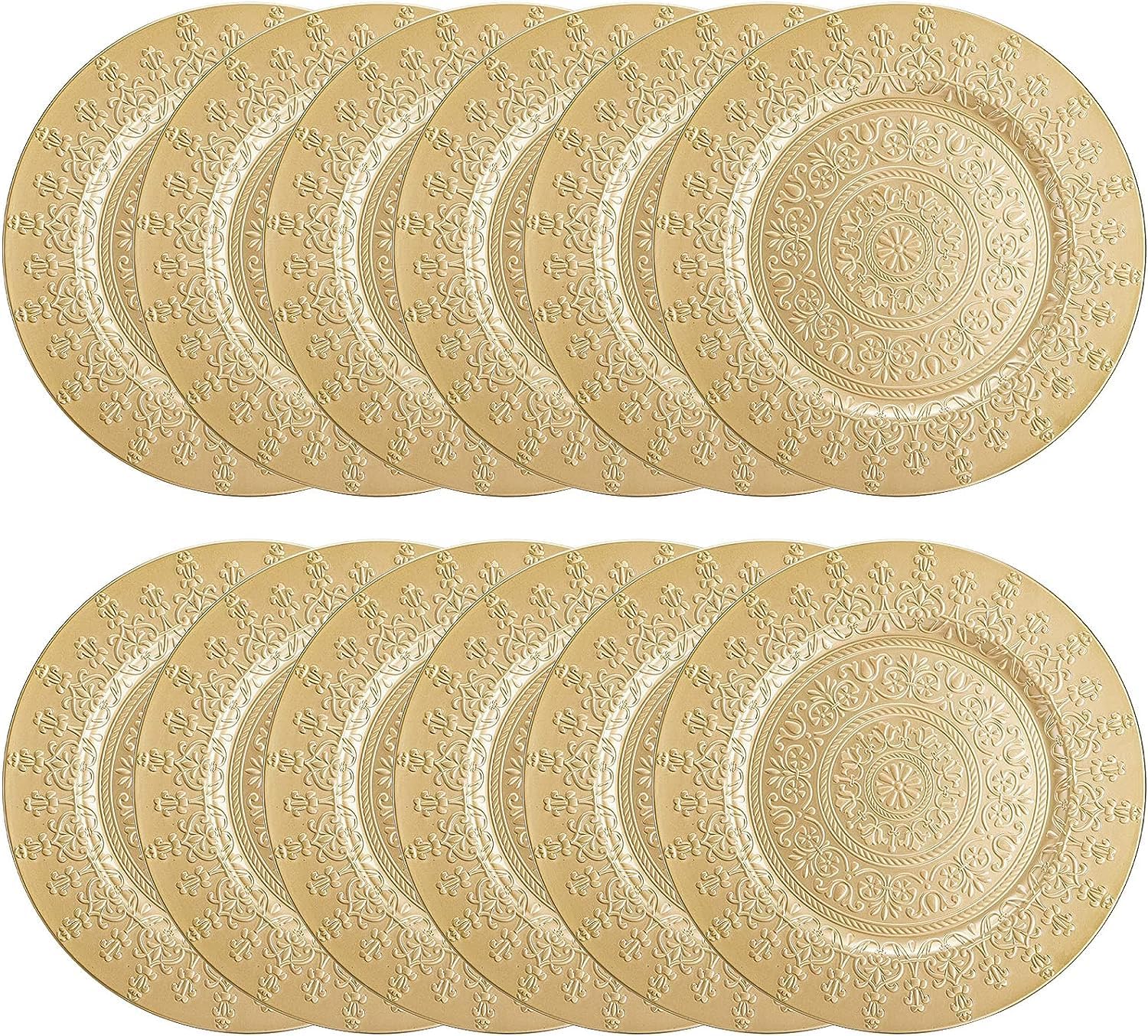Youeon 12 Pack Gold Charger Plates