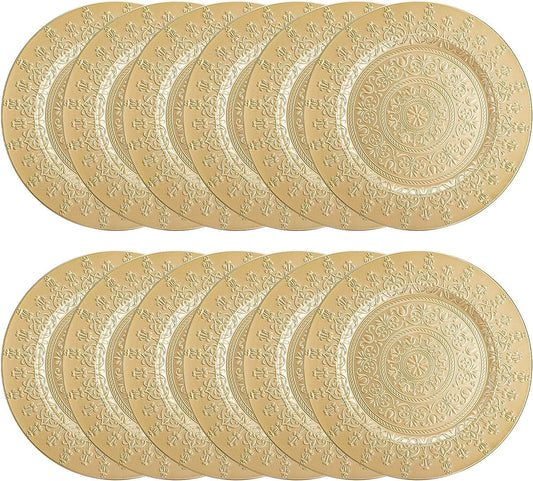 Youeon 12 Pack Gold Charger Plates