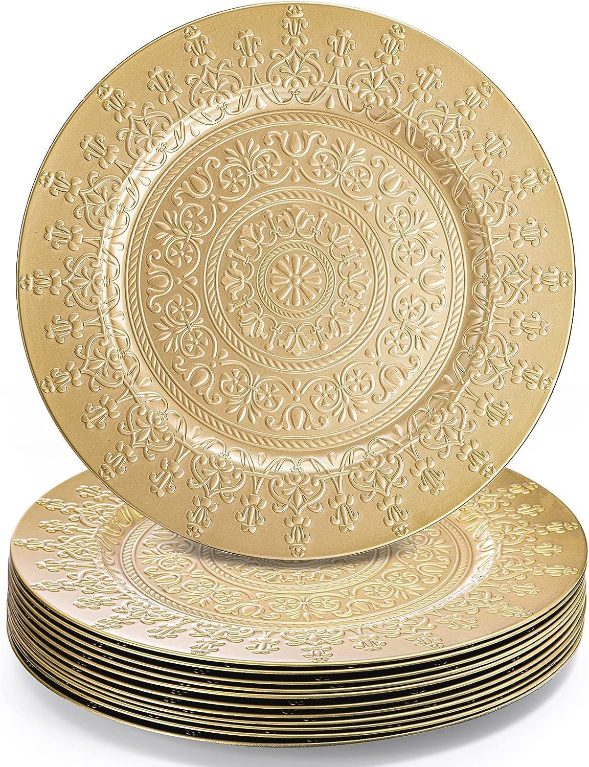 Youeon 12 Pack Gold Charger Plates